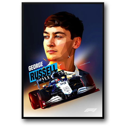 George Russell | Formula 1 Racer Helmet Poster | Sports F1 Legend | Motorsport Art Decor