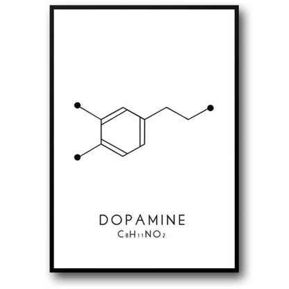 Molecule Chemical Dopamine Serotonin Molecular Formula Chemistry Science Wall Art Canvas Painting Living Room Decorative Poster