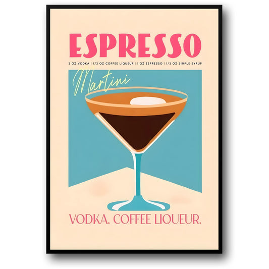 Cocktail Party Poster | Espresso | Vodka Coffee Liquor Art Print | Wall Decor
