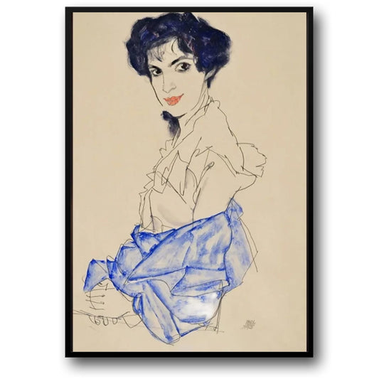 Egon Schiele Poster | Expressive Portrait | Earthy Hues | Wall Art Decor