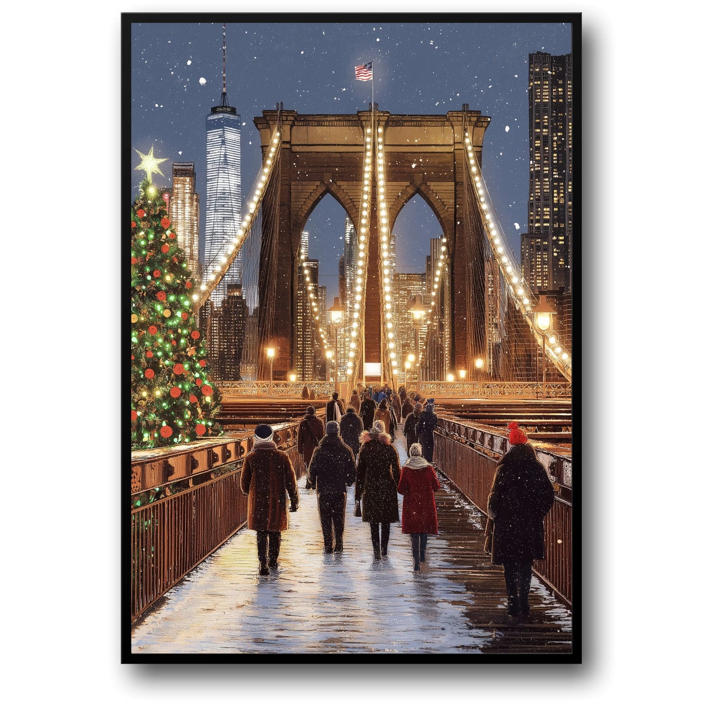 Brooklyn Bridge Night | NYC Festive Skyline