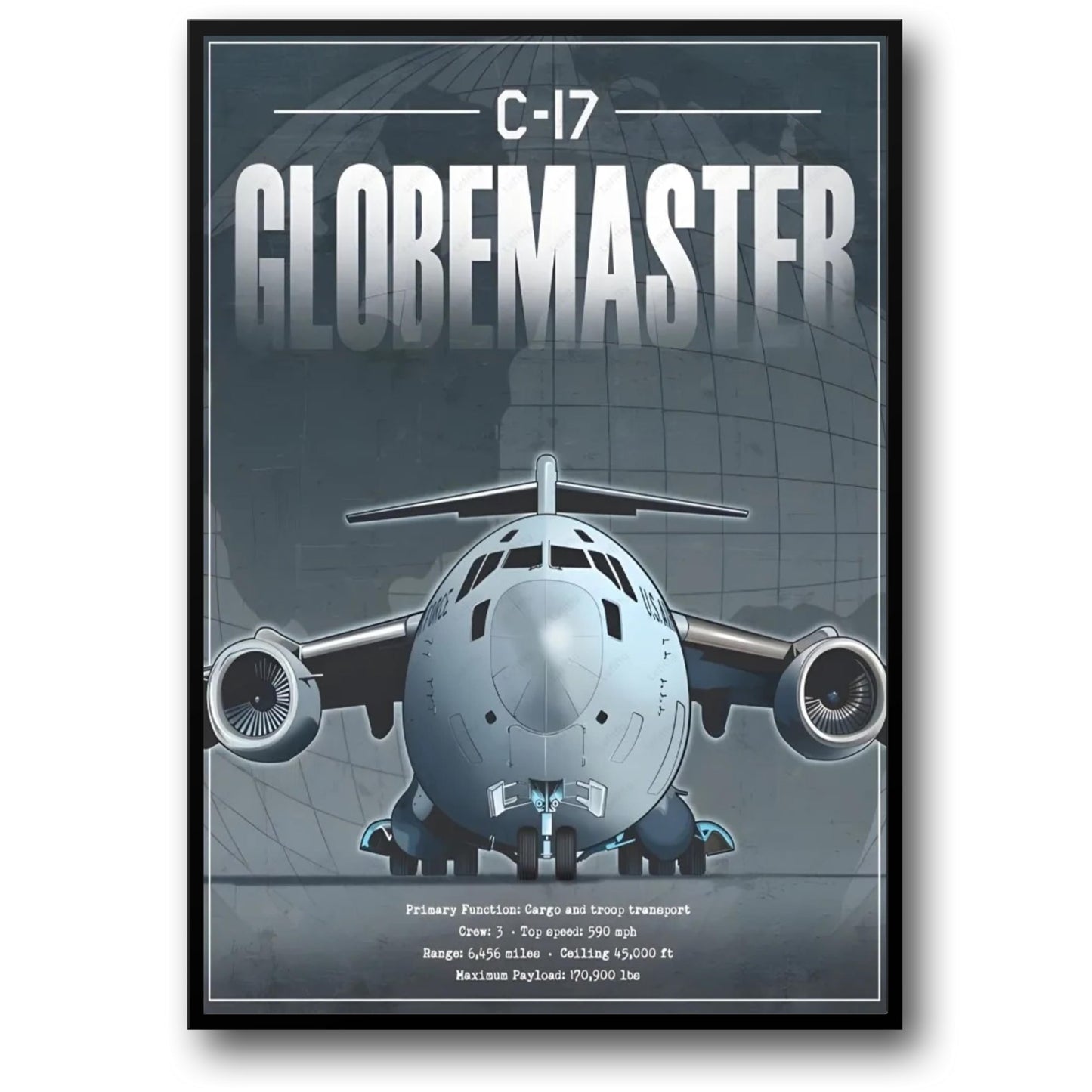 Military Aircraft Print | C-17 Globemaster III Poster | Aviation Art for Home, Office, or Gallery Display