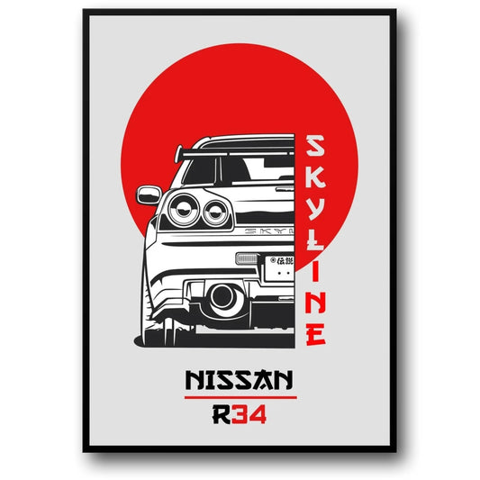 Japan Skyline R34 Car | Japanese Automotive Art | Wall Decor | Art Print Poster