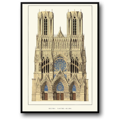 Reims Cathedral | Reims | France | Majestic Gothic Architecture | French Religious Architecture | Historical Building Posters