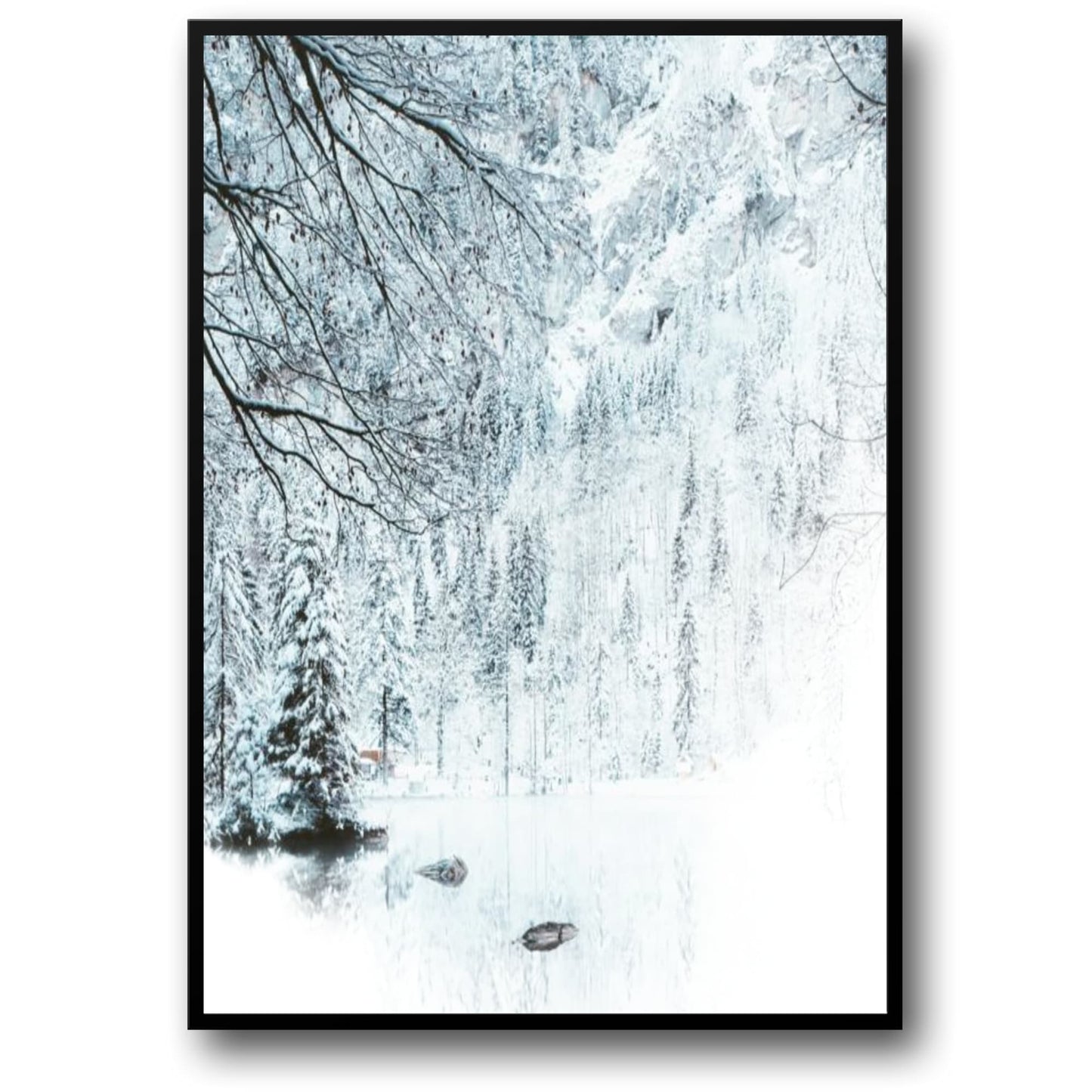 Winter Landscape Poster | Ice Lake | Home Decor Artwork | Scenic Lake View | Wall Art