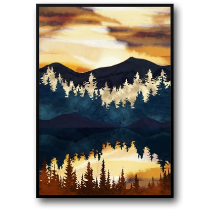 Golden Mountain Abstract Landscape