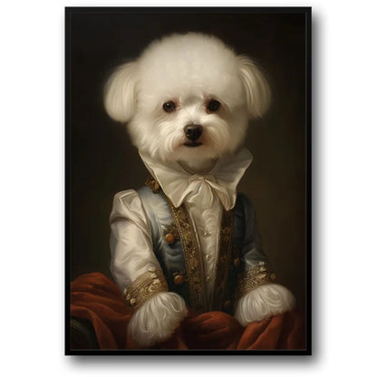 Baroque Aristocrat Poster | Bichon Frise Artwork | Rococo Style | Regal Dog Breed Portrait for Home Decor
