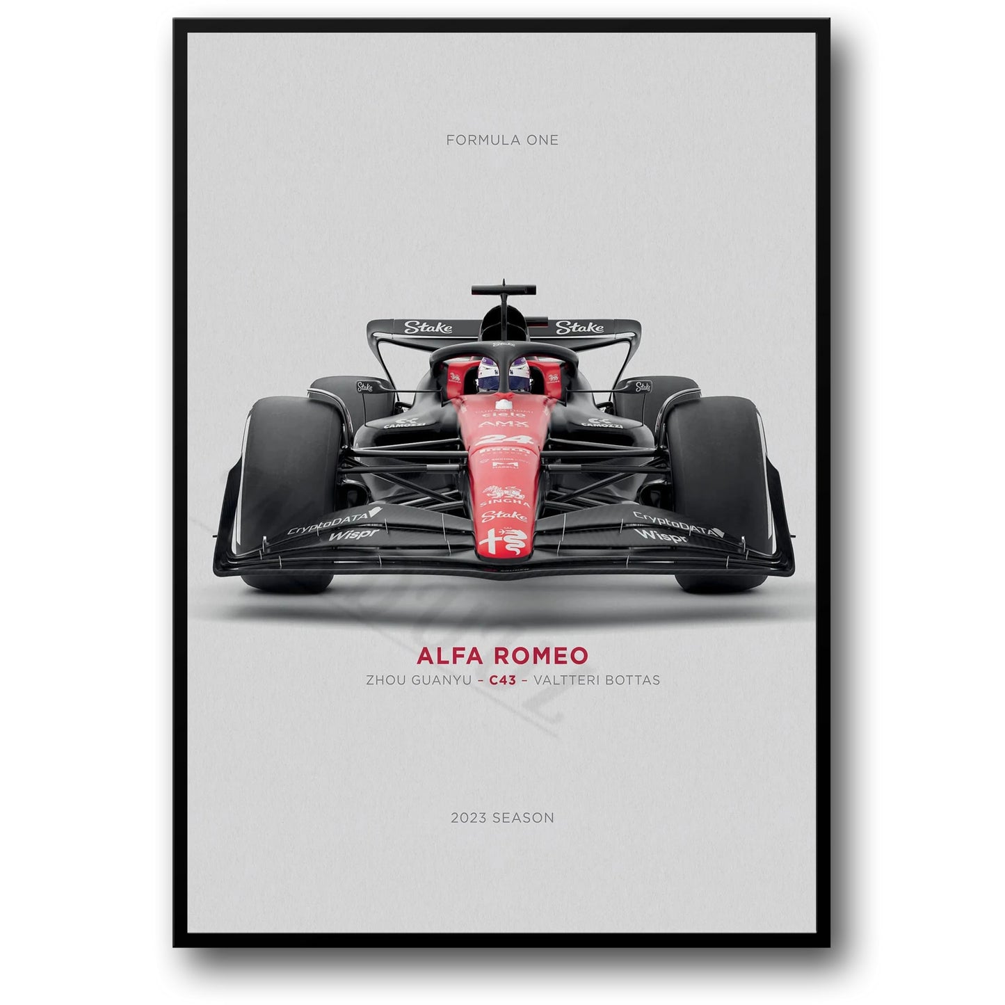 Alfa Romeo C43 Poster | Zhou Guanyu & Valtteri Bottas | Formula 1 Racing Art | Speed & Precision Decor