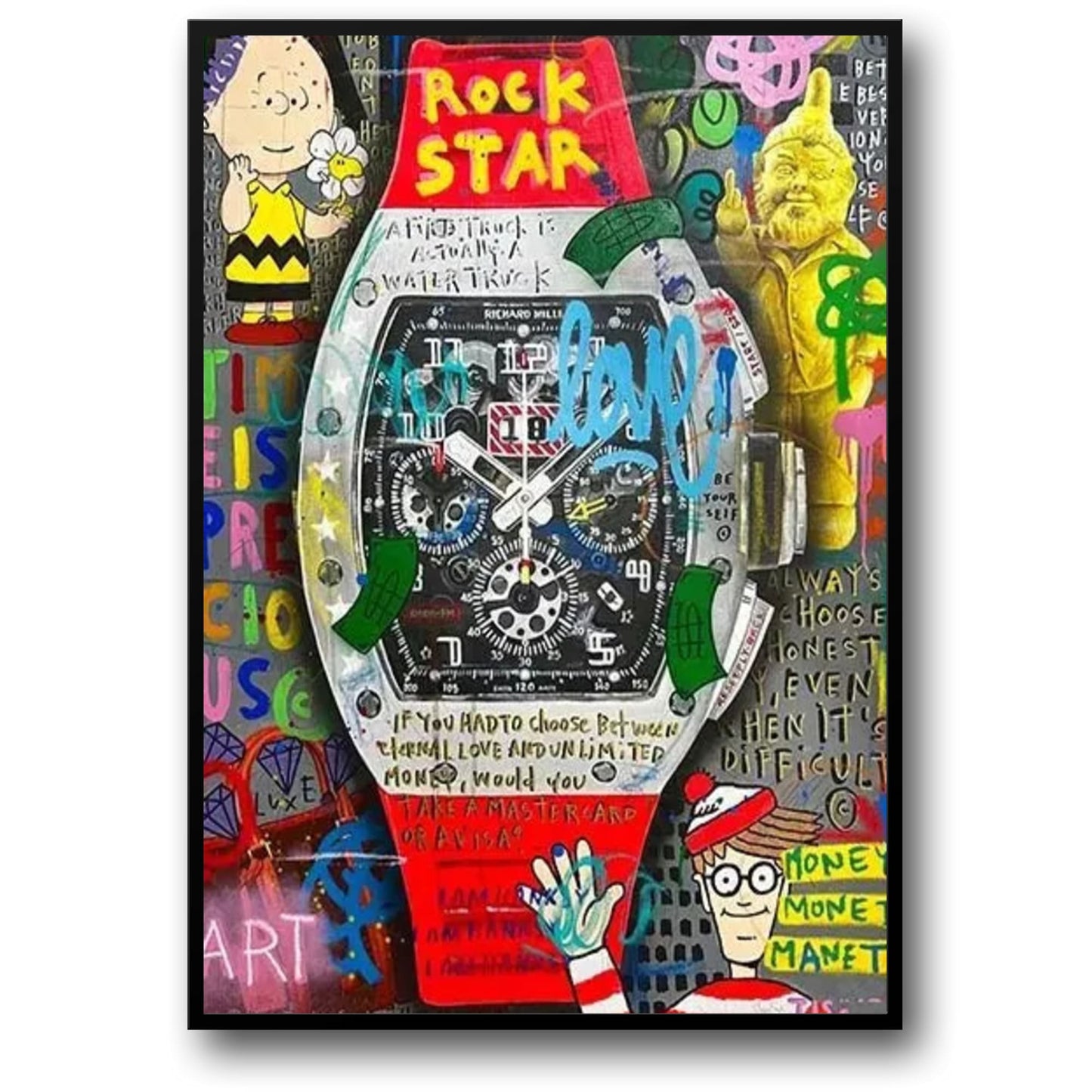 Graffiti Style Red Richard Mille Timepiece Poster | Artistic Wall Decor | Modern Urban Art