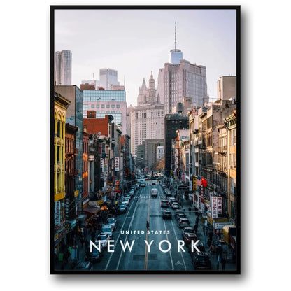 Chinatown Skyline Poster | New York City Urban Landscape | Cultural Fusion Art | Wall Decor