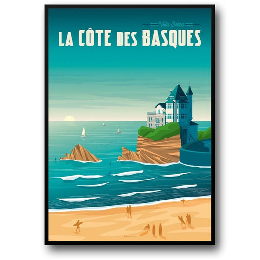 La Cote Des Basques Scenic Poster | Iconic Destinations Art | French Coastline Print Wall Decor