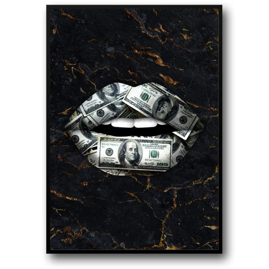 Money Lips Poster  HunRed Dollar Bill Artistic Lips Wall Art | Home Decor | Decoration Poster