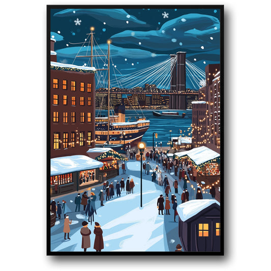 Festive Winter Cityscape | Snow-Covered Streets