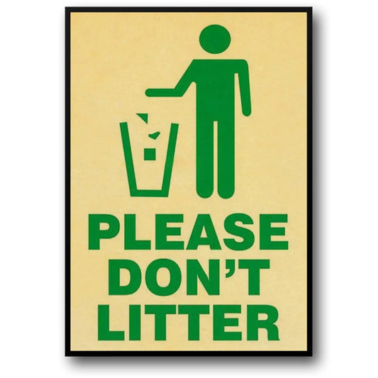 Please Don't Litter Poster | Vintage Warning Sign Design | Danger Alert Artwork