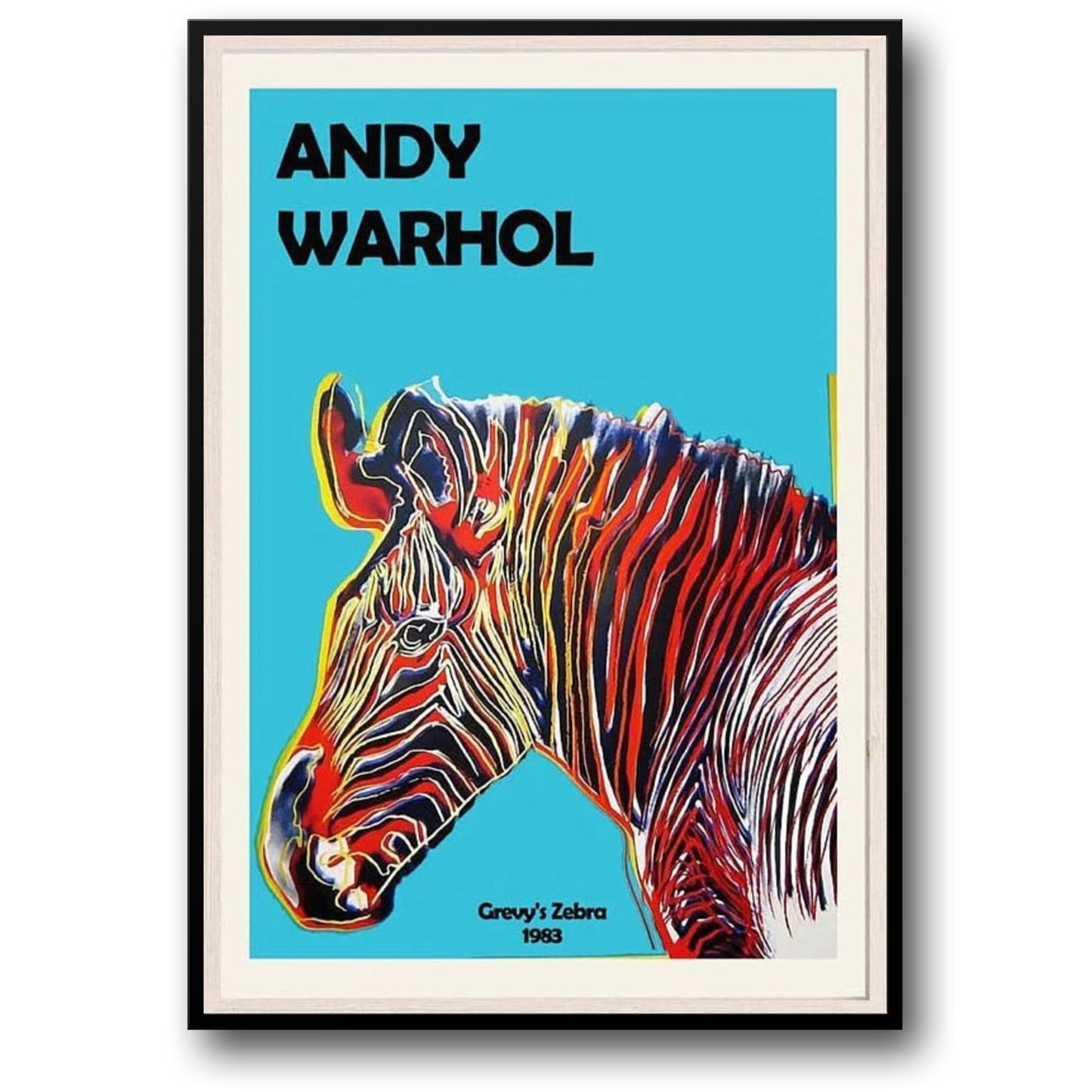 Andy Warhol | Grevy's Zebra 1983 Poster | Pop Art Wildlife | Colorful Animal Wall Decor | Artwork for Home & Garden