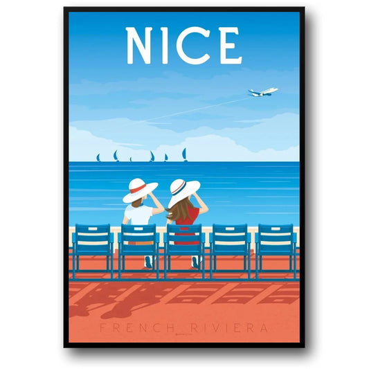 Iconic Destinations Poster | The Beauty of the Sea in Nice France | Coastal Ocean View Artwork | Travel Landscape Wall Art