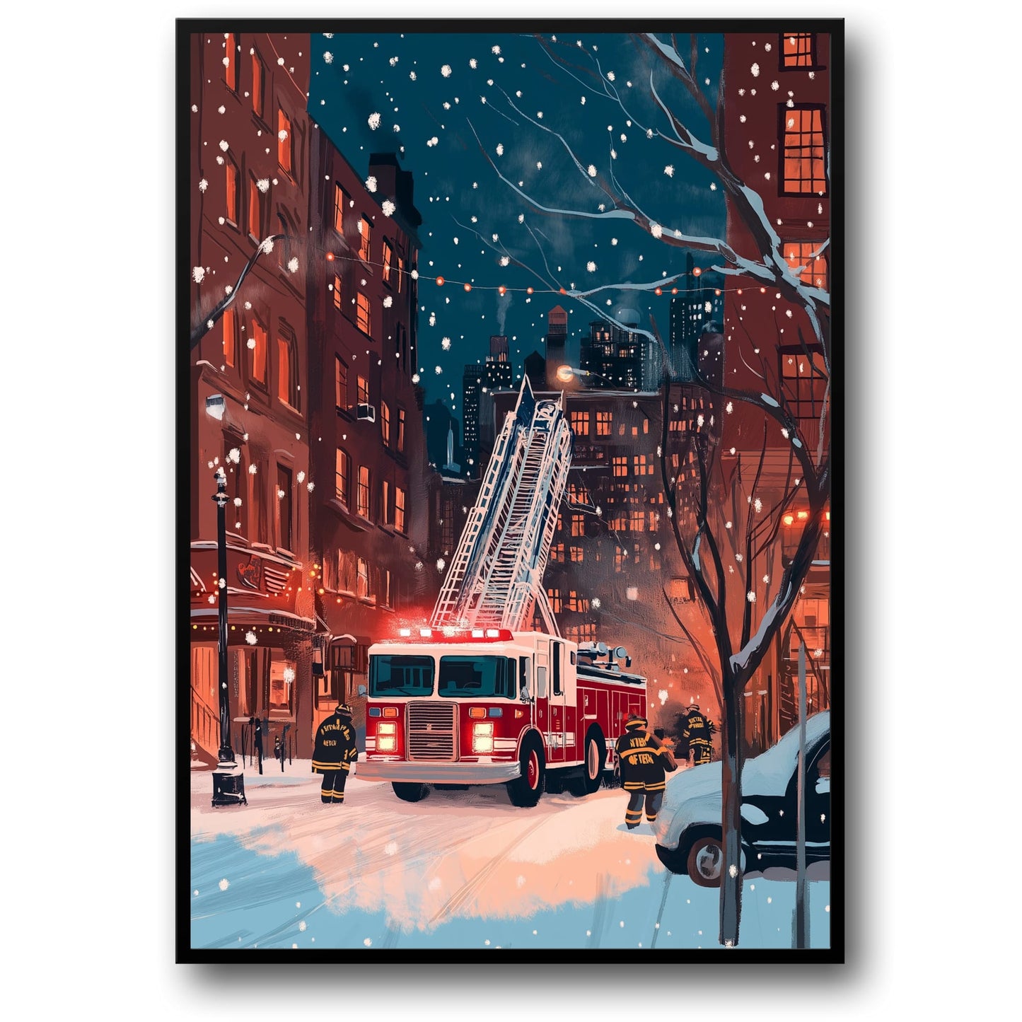 City Nightscape | Heroic Firefighters | Urban Art