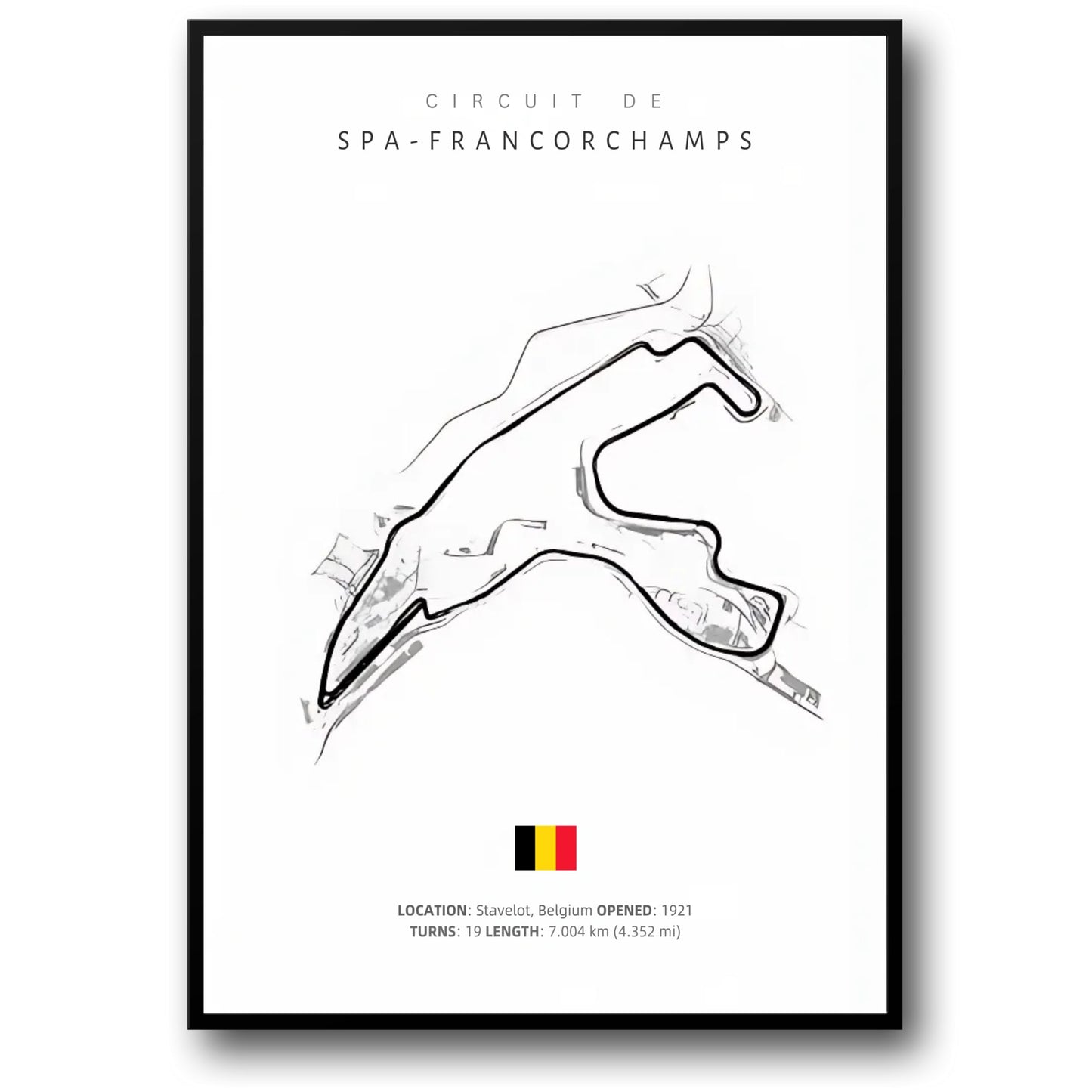 F1 Circuit Track Layout Poster | Spa-Francorchamps | Formula 1 Racing Decor | Motorsport Wall Art | Home & Garden Decor