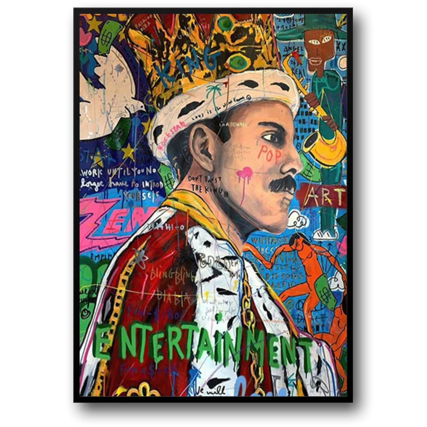 Abstract Graffiti Art Poster | Queen of England Portrait | Living Room Wall Decor | Street Pop Canvas Print