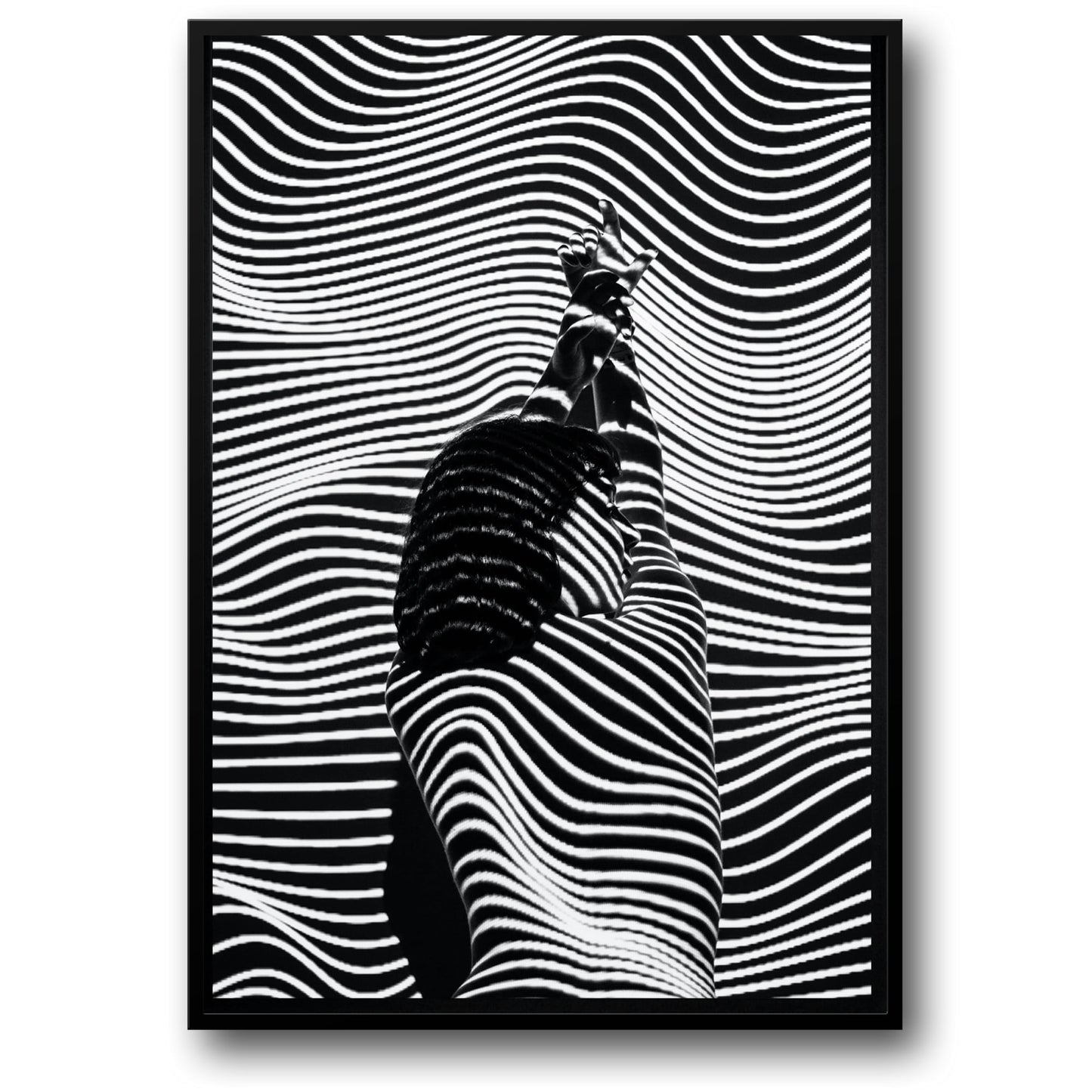 Girl with Striped Pattern | Art Print Decor | Fine Wall Poster | Home Artwork Decor