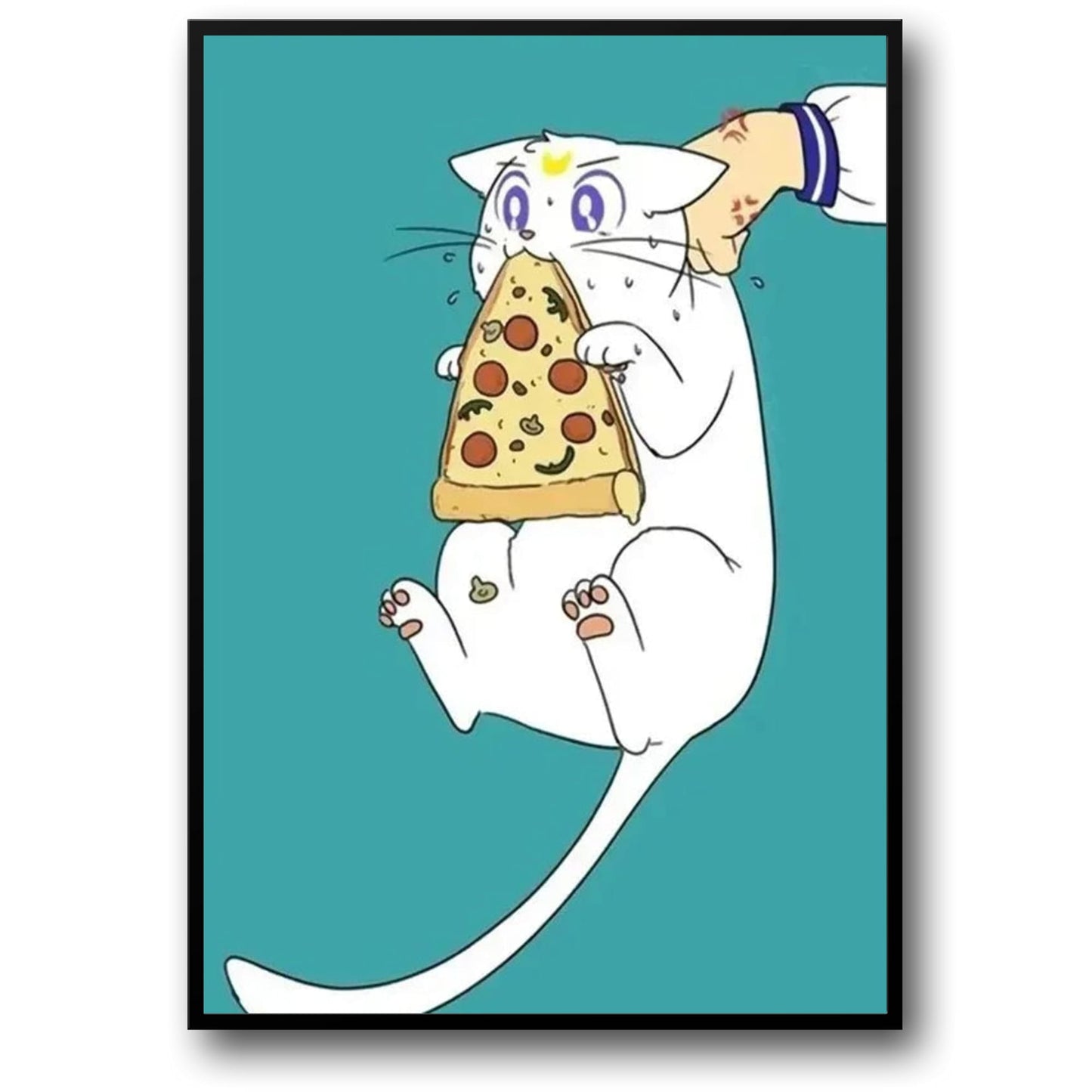 Classic Japanese Anime Poster | Pizza Paws | Wall Art Decor | Cute Cat Design | Home Decorations | Anime Fan Gift