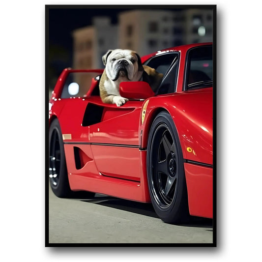 English Bulldog in Ferrari F40 | Luxury Car Portrait