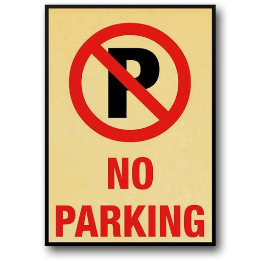 Vintage No Parking Poster | Retro Danger Warning Sign for Home Decor | Industrial Artwork