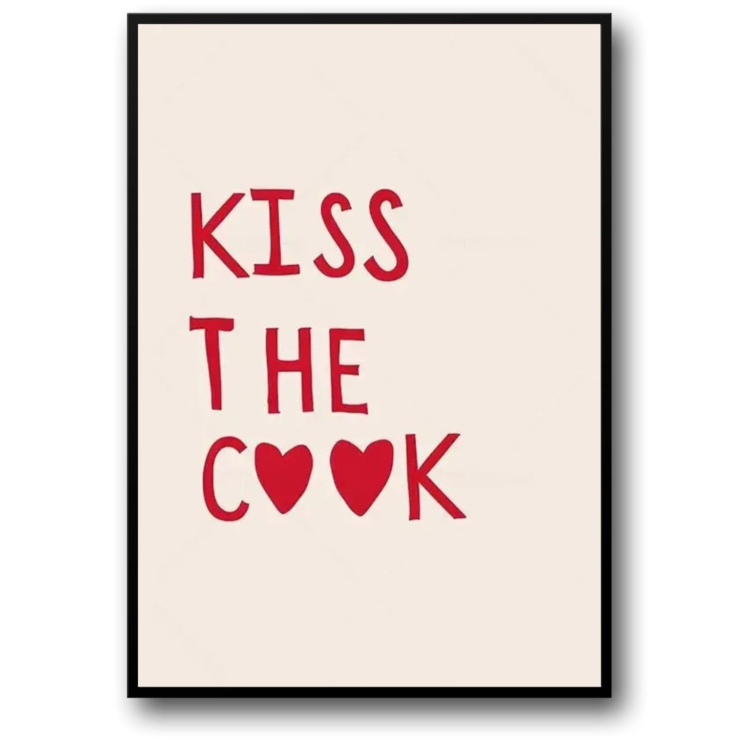 Minimalist Kitchen Art | Kiss The Cook | Black & White