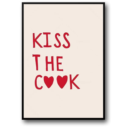 Minimalist Kitchen Art | Kiss The Cook | Black & White