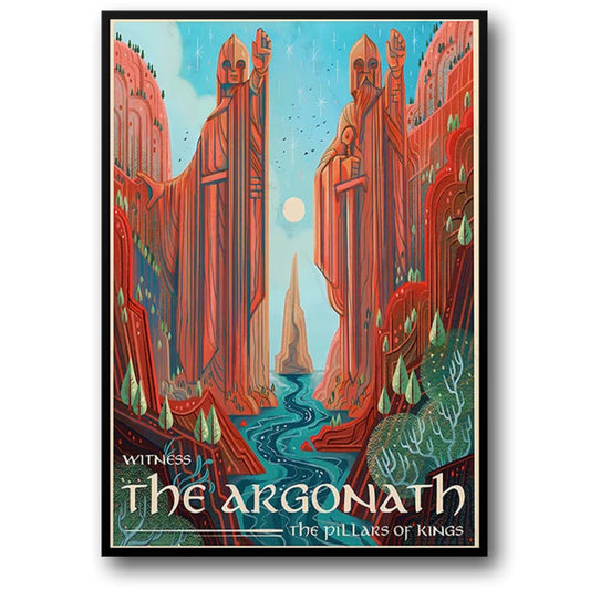 Argonath Poster | Witness the Argonath on the River Anduin: Majestic Pillars of Kings Poster  An Iconic Piece for Fans of Royal Heritage and Ancient Monuments