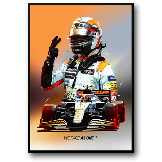 Formula 1 Racer Helmet Poster | F1 Legend | McLaren | We Race As One Decor | Sports Art