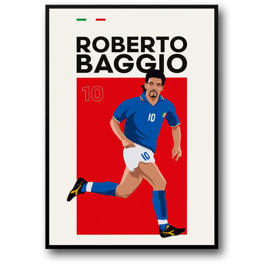 Football Icon Poster | Sport Lovers Decor | Roberto Baggio Wall Art