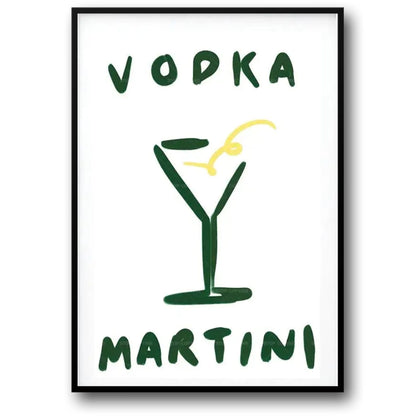 Minimalistic Vodka Martini Cocktail Poster | Home Decor | Art Print | Modern Design | Elegant Bar Wall Art | Stylish Kitchen Decoration | Contemporary Visual Artwork | 24x36 inch | Gift for Mixologists