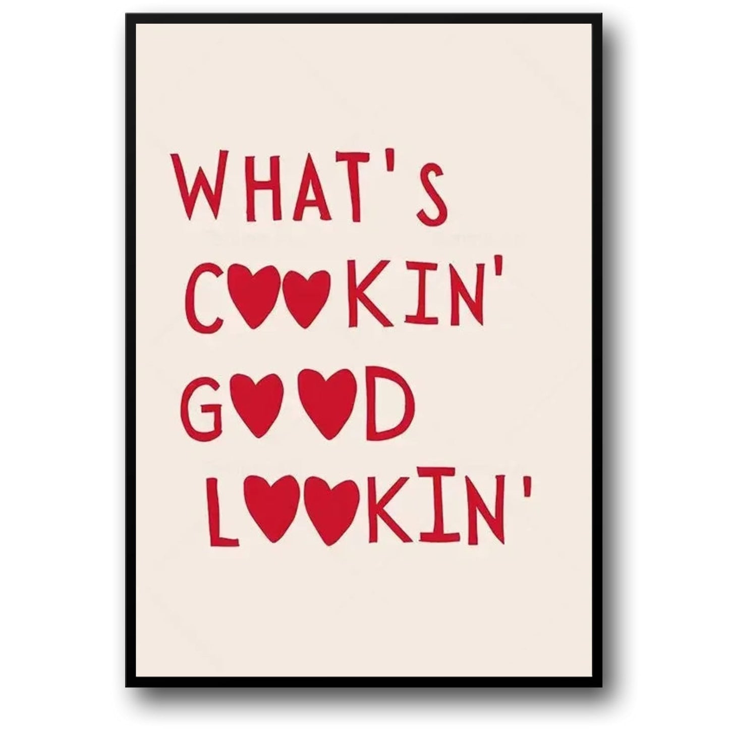 Hand Drawn Minimalist Poster | What's Cookin Good Lookin | Wall Art | Modern Home Decor | Kitchen Decoration | Stylish Design | Visual Artwork
