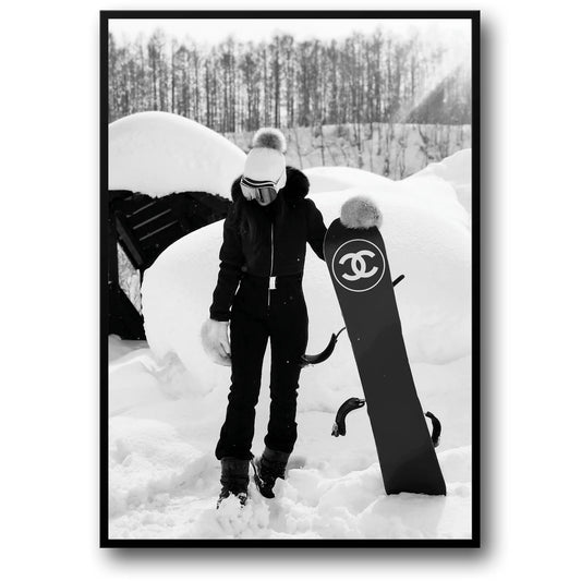 Chanel Snowboard | Fashionable Winter Sports Illustration
