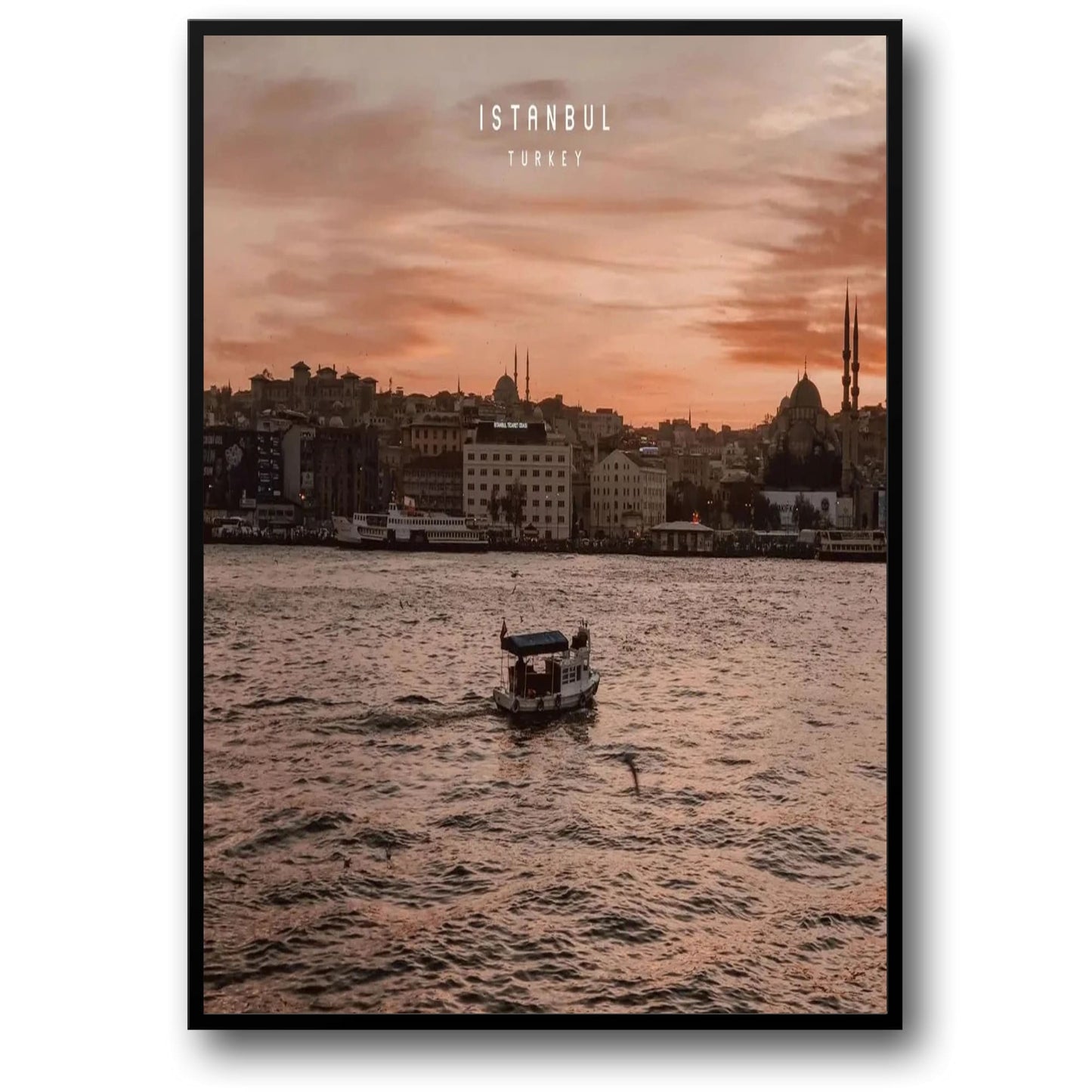 Galata Bridge Evening Poster | Istanbul Cityscape | Twilight Over Istanbul Waters | Turkish Decorative Art | Constantinople Scenery