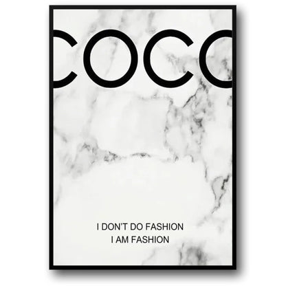 Coco Chanel Quote Poster | Marble Design | Inspirational Decor | "I Don't Do Fashion, I Am Fashion"