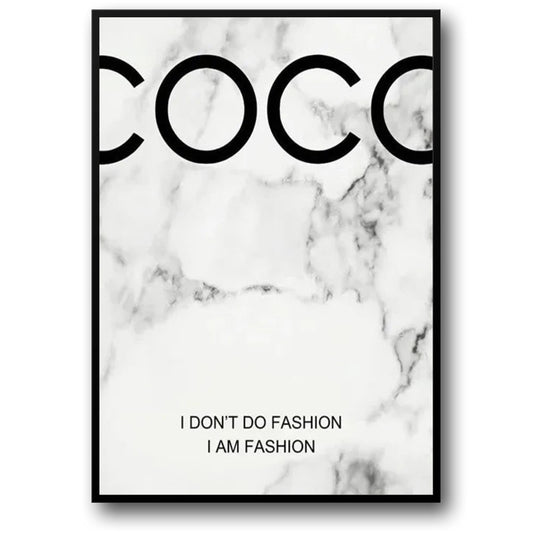 Coco Chanel Quote Poster | Marble Design | Inspirational Decor | "I Don't Do Fashion, I Am Fashion"