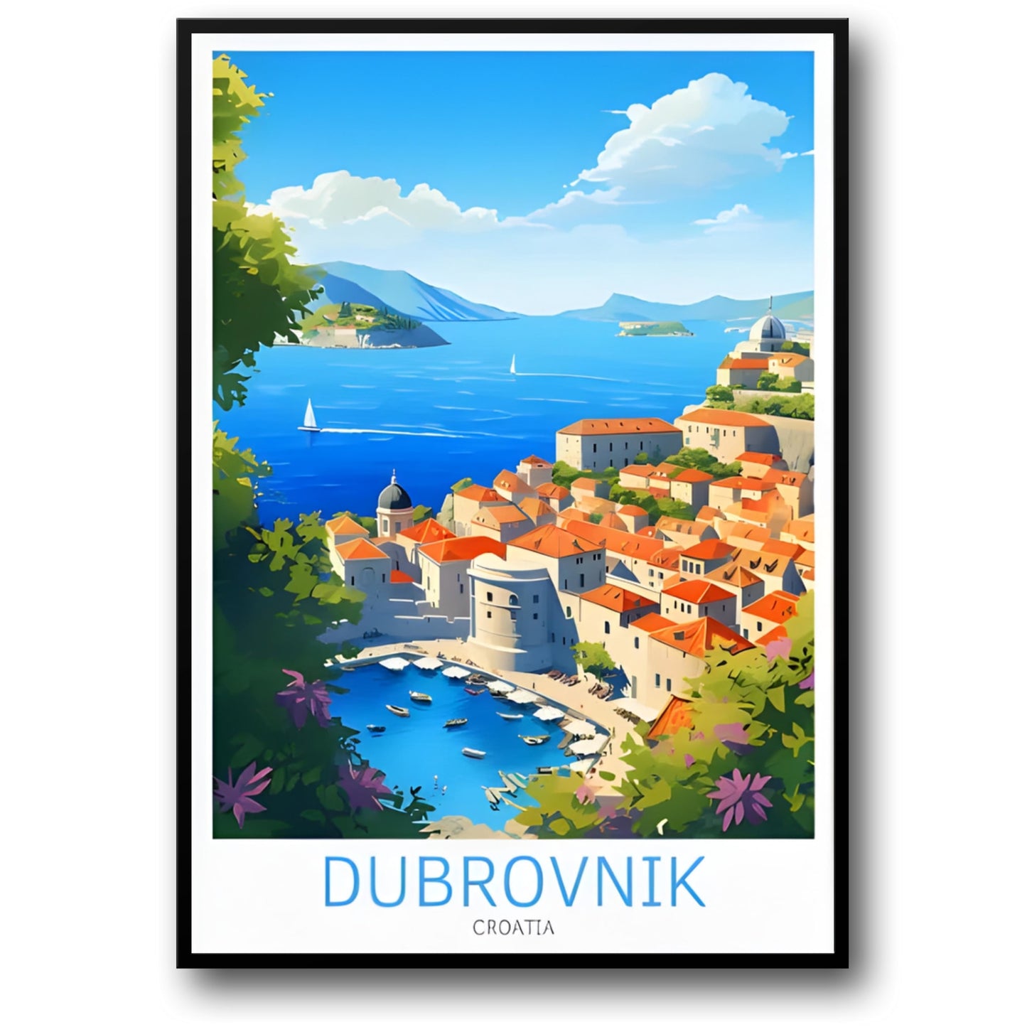 Old Port of Dubrovnik | Coastal Landscape | Croatia Travel Art