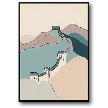 Great Wall of China Art Print | Minimalist Landscape Poster | Iconic Historical Sites | Ideal Wall Decor
