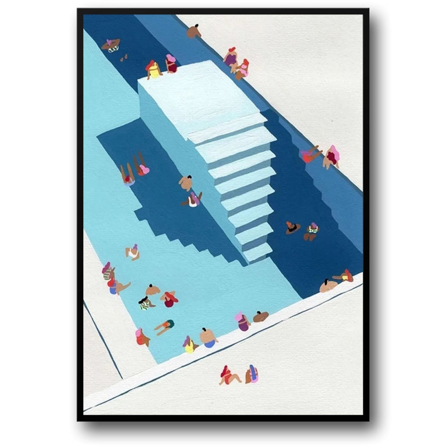 Stairway to Blue Poster | Abstract Art Print | Home Wall Decor | Modern Interior Design | High-Quality Visual Artwork | Blue Tones