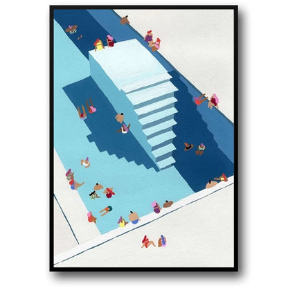 Stairway to Blue Poster | Abstract Art Print | Home Wall Decor | Modern Interior Design | High-Quality Visual Artwork | Blue Tones