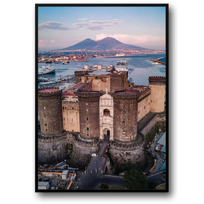 Majestic European Castles Poster | Italy's Naples | Historic Castel dell'Ovo | 6th Century BCE Artwork