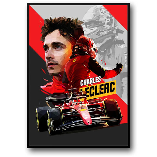 Charles Leclerc F1 Racer Helmet Art | Formula 1 Legend Poster | Motorsport Decor