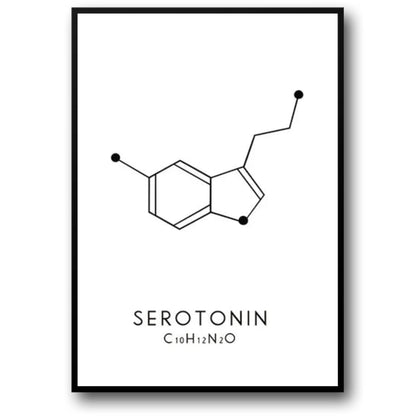 Molecule Chemical Dopamine Serotonin Molecular Formula Chemistry Science Wall Art Canvas Painting Living Room Decorative Poster