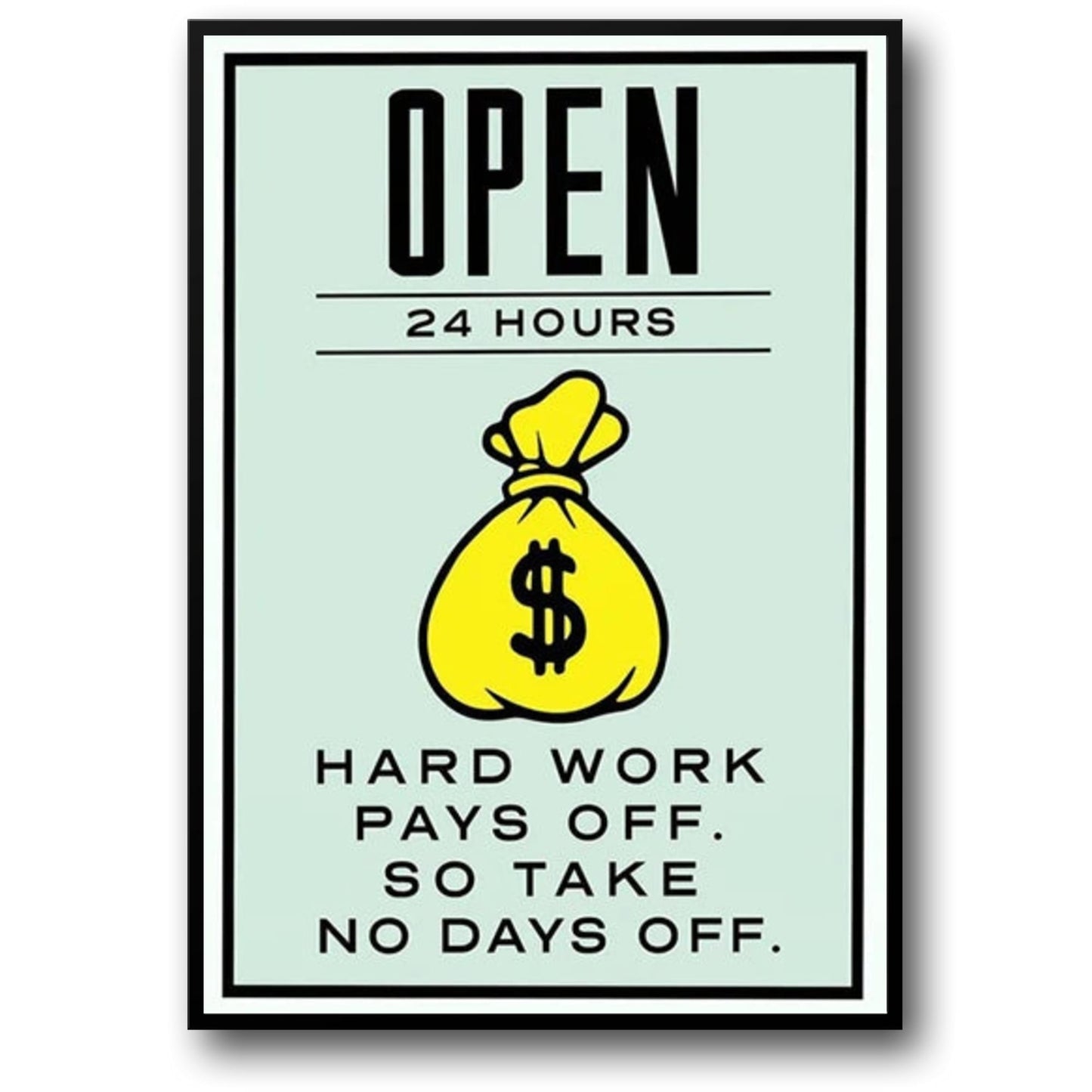 Monopoly Open 24 Hours Poster | Classic Board Game Art | Vintage Style Wall Decor | Unique Artwork for Game Rooms | Perfect Gift for Gamers | Collector's Edition Reproduction