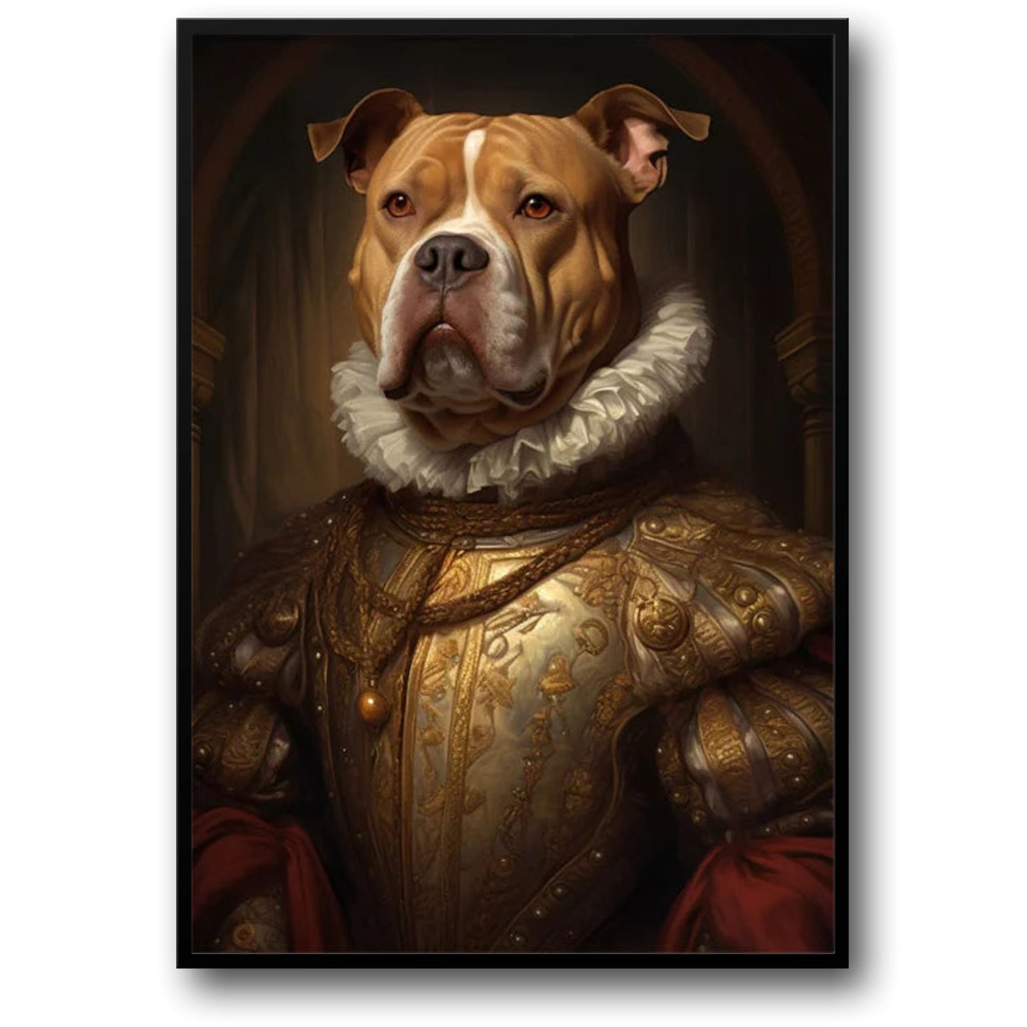 Pitbull in Golden Armor | Regal Dog Art