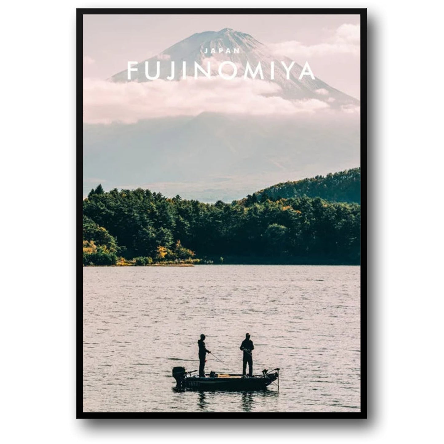 Lake Motosu Fishing | Fujinomiya | Peaceful Lake Fishing Scenes | Outdoor Japanese Scenery | Japanese Architecture Posters