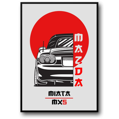 Japan Car | Mazda Miata MX5 Poster | Automotive Art Print | Wall Decor | Classic Sports Car | Japanese Vehicle | Home or Office Decor