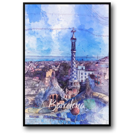 Park Gell | Barcelona | Spain | Antoni Gaud's Modernist Park | Spanish Architectural Treasures | Cultural Landmark Posters